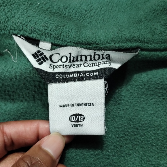 VTG Columbia 10/12 Youth 90s Oregon Ducks Football Fleece Jacket Green Full Zip - Picture 5 of 15